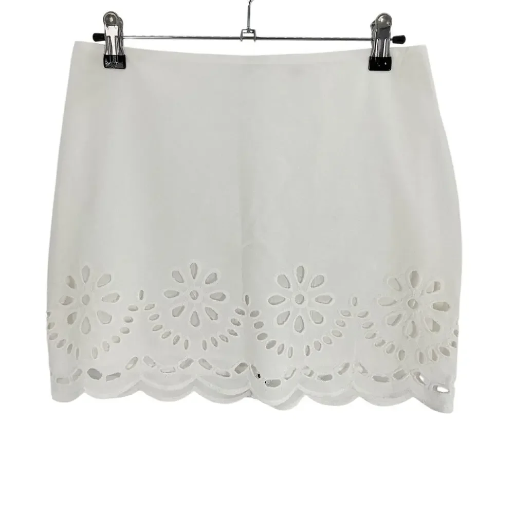 Tularosa Embroidered White Tess Mini Skirt Size S
